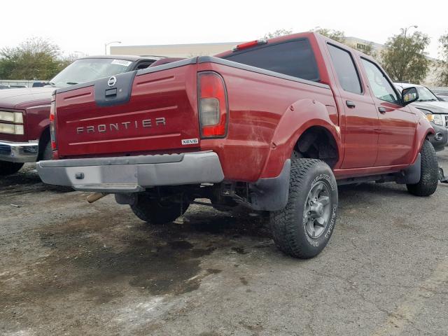 1N6ED27T54C402233 - 2004 NISSAN FRONTIER C BURGUNDY photo 4