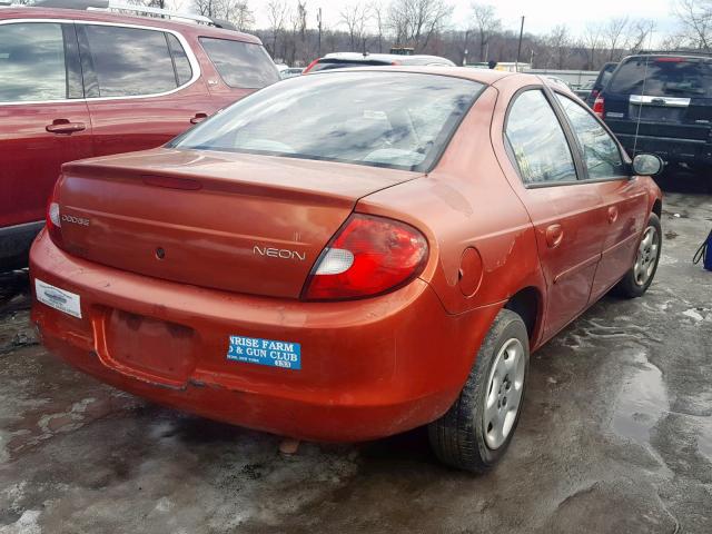 1B3ES46C5YD597077 - 2000 DODGE NEON BASE ORANGE photo 4