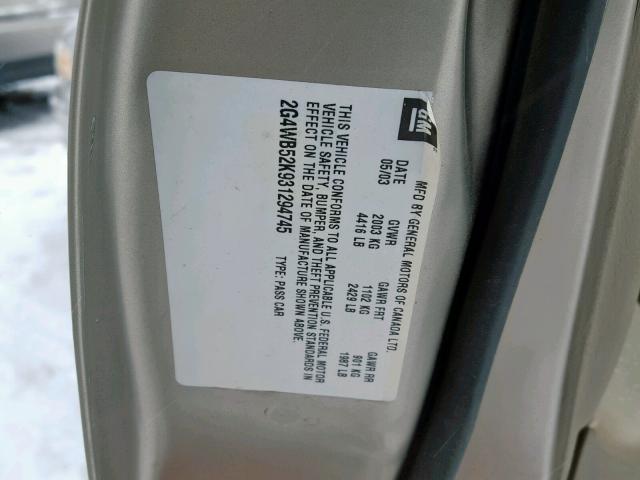 2G4WB52K931294745 - 2003 BUICK REGAL LS GOLD photo 10
