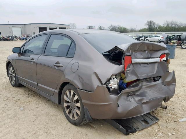 2HGFA16969H511385 - 2009 HONDA CIVIC EXL GRAY photo 3