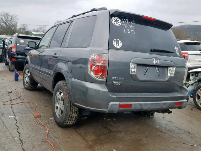 5FNYF28358B027106 - 2008 HONDA PILOT SE GRAY photo 3