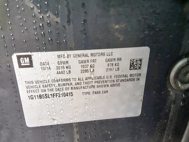 1G11B5SL1FF210415 - 2015 CHEVROLET MALIBU LS GRAY photo 10