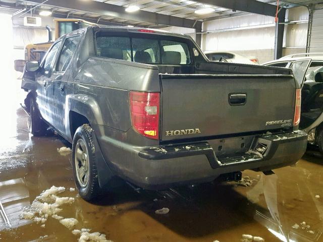 5FPYK1F29BB007939 - 2011 HONDA RIDGELINE GRAY photo 3