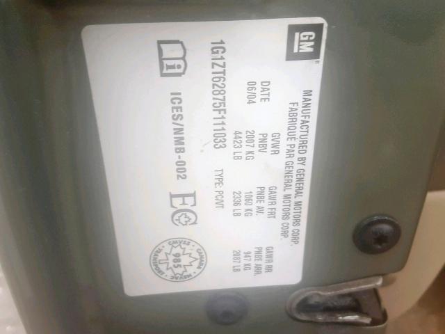 1G1ZT62875F111033 - 2005 CHEVROLET MALIBU MAX SILVER photo 10