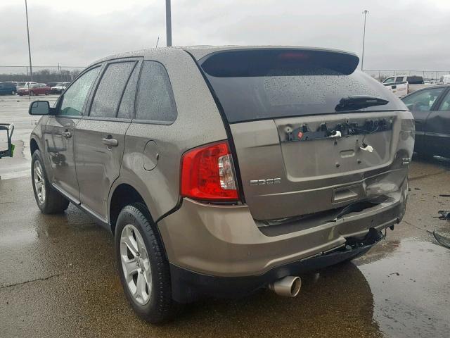 2FMDK4JC1DBC41156 - 2013 FORD EDGE SEL GRAY photo 3