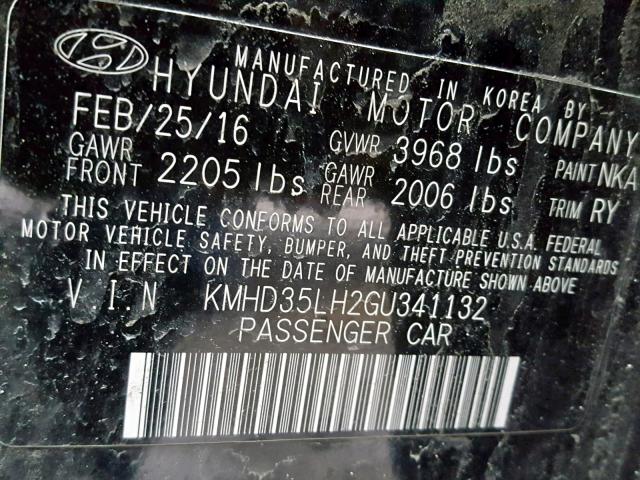 KMHD35LH2GU341132 - 2016 HYUNDAI ELANTRA GT BLACK photo 10