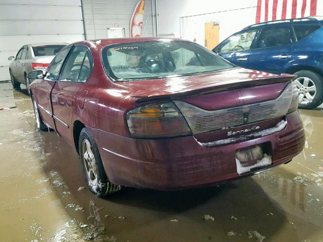 1G2HX54K224163434 - 2002 PONTIAC BONNEVILLE BURGUNDY photo 3