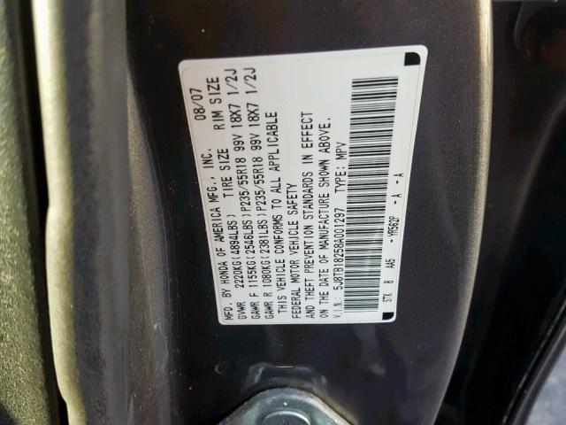 5J8TB18258A001297 - 2008 ACURA RDX GRAY photo 10