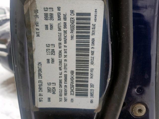 2C3HC56F0VH541480 - 1997 CHRYSLER LHS BLUE photo 10