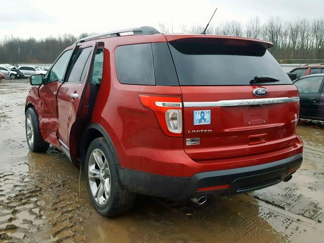 1FM5K7F82DGA99998 - 2013 FORD EXPLORER L BURGUNDY photo 3