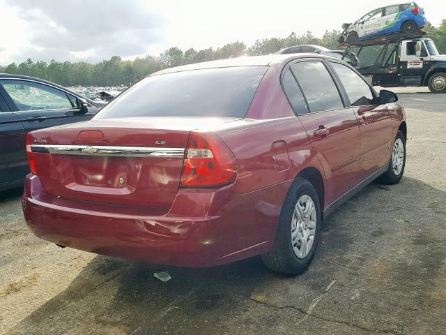 1G1ZS51F46F295913 - 2006 CHEVROLET MALIBU LS RED photo 4