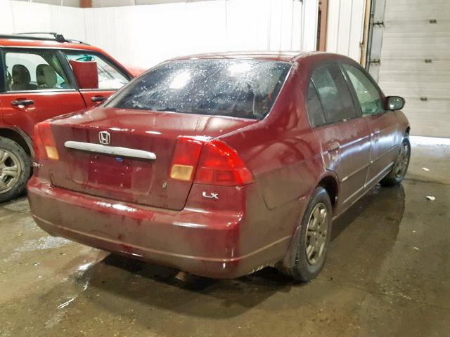 2HGES16642H520624 - 2002 HONDA CIVIC LX RED photo 4