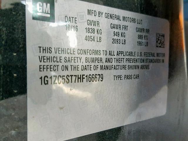 1G1ZC5ST7HF166679 - 2017 CHEVROLET MALIBU LS GRAY photo 10