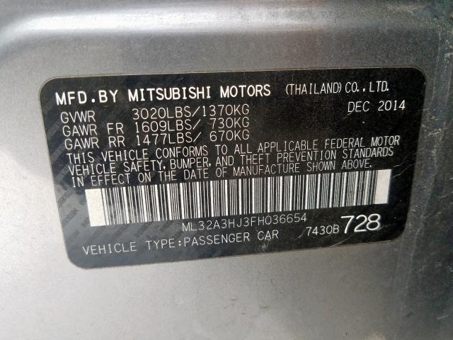 ML32A3HJ3FH036654 - 2015 MITSUBISHI MIRAGE DE  photo 10