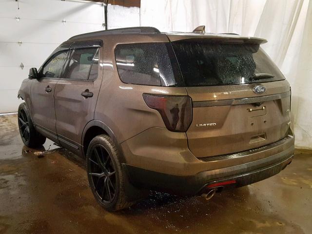 1FM5K8F89GGC94233 - 2016 FORD EXPLORER L BROWN photo 3