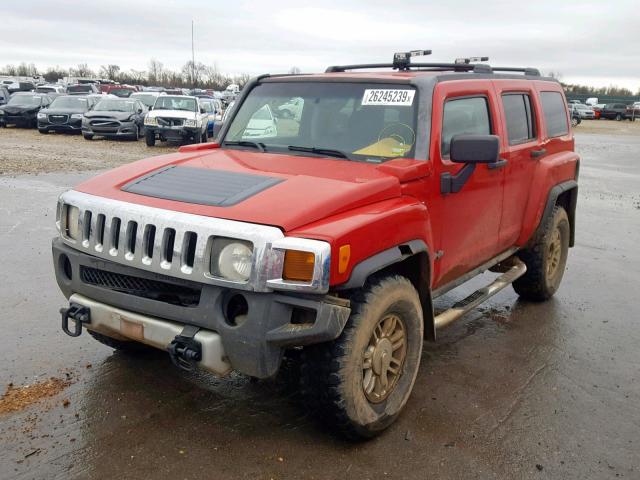 5GTEN13E298120118 - 2009 HUMMER H3 RED photo 2