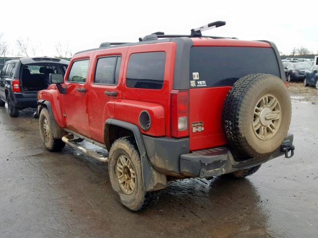 5GTEN13E298120118 - 2009 HUMMER H3 RED photo 3