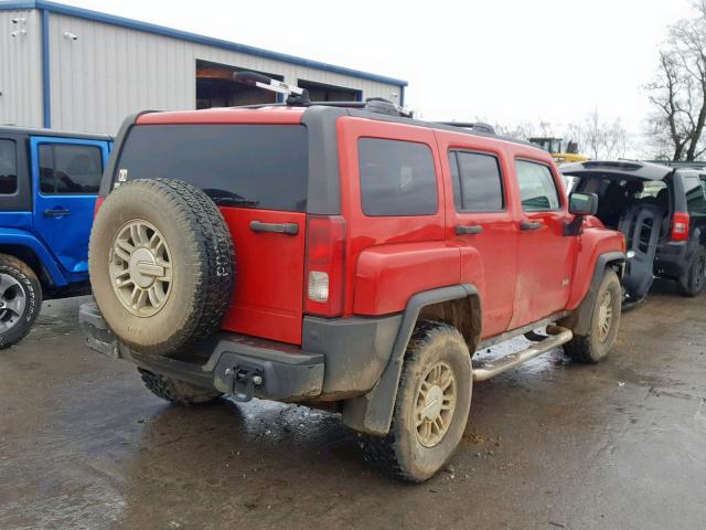 5GTEN13E298120118 - 2009 HUMMER H3 RED photo 4