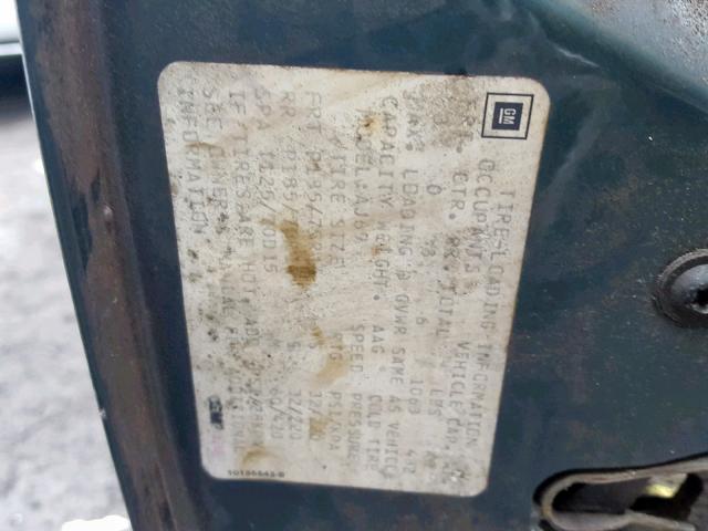 1G3AG55M7R6306924 - 1994 OLDSMOBILE CUTLASS CI TEAL photo 10