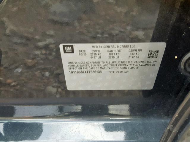 1G11C5SLXFF336138 - 2015 CHEVROLET MALIBU 1LT GRAY photo 10