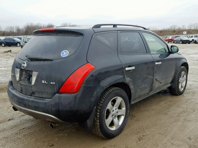 JN8AZ08W83W234167 - 2003 NISSAN MURANO SL BLACK photo 4