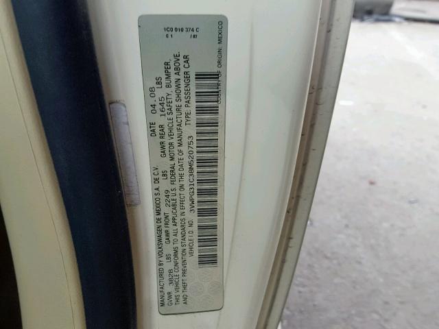 3VWPG31C38M520753 - 2008 VOLKSWAGEN NEW BEETLE Weiß Foto 10