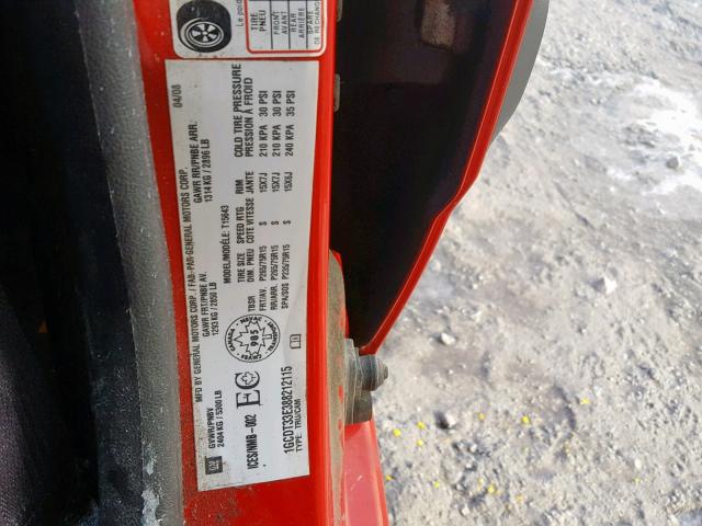 1GCDT33E388212115 - 2008 CHEVROLET COLORADO L RED photo 10