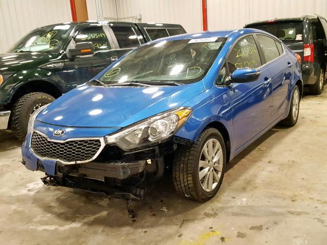 KNAFX4A82E5057891 - 2014 KIA FORTE EX BLUE photo 2