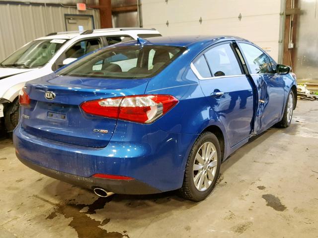 KNAFX4A82E5057891 - 2014 KIA FORTE EX BLUE photo 4