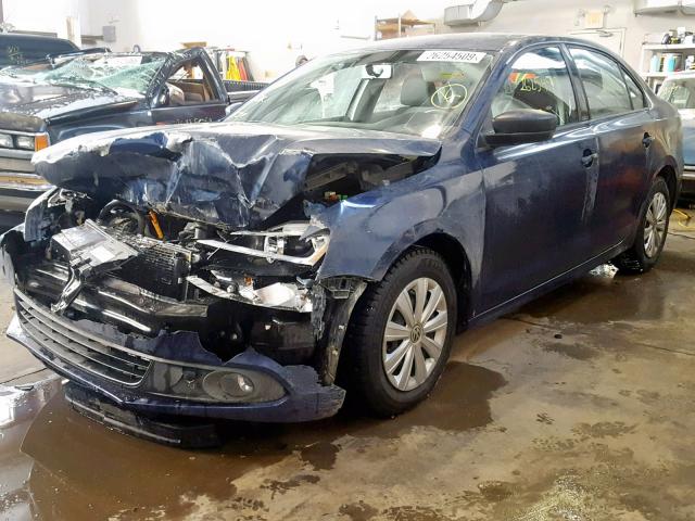 3VW2K7AJ6DM423362 - 2013 VOLKSWAGEN JETTA BASE Կապույտ լուսանկար 2