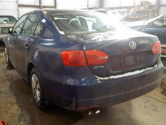 3VW2K7AJ6DM423362 - 2013 VOLKSWAGEN JETTA BASE Կապույտ լուսանկար 3