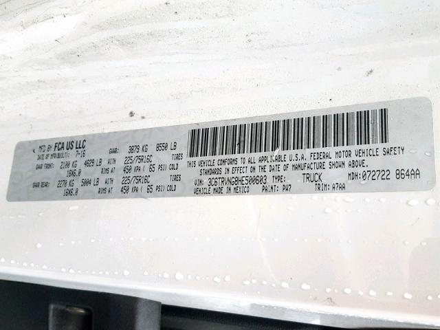 3C6TRVNG8HE500603 - 2017 RAM PROMASTER 白色 照片 10