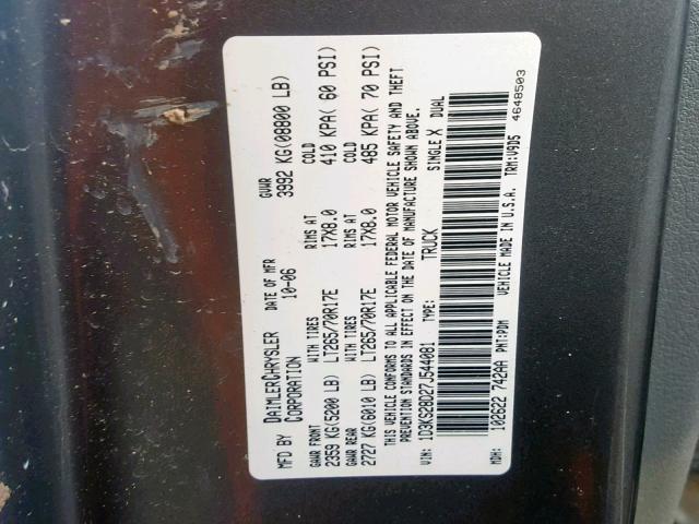 1D3KS28D27J544081 - 2007 DODGE RAM 2500 S ნაცრისფერი ფოტო 10