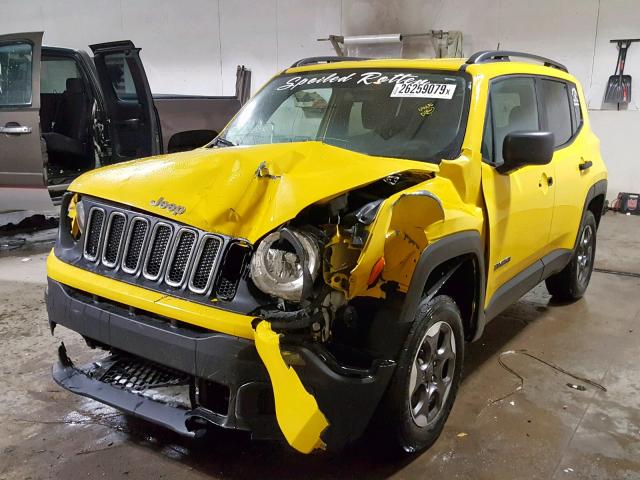 ZACCJBAB9HPE66571 - 2017 JEEP RENEGADE S ყვითელი ფოტო 2