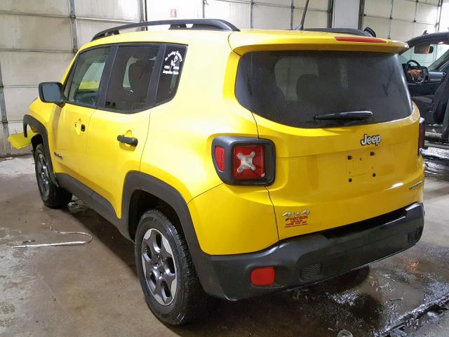 ZACCJBAB9HPE66571 - 2017 JEEP RENEGADE S ყვითელი ფოტო 3
