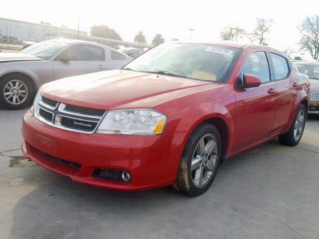 1B3BD2FG1BN554247 - 2011 DODGE AVENGER LU RED photo 2