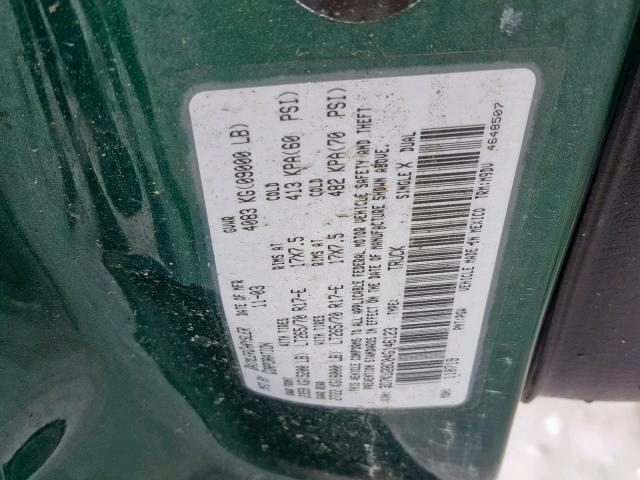 3D7KU28C04G146123 - 2004 DODGE RAM 2500 S Կանաչ լուսանկար 10