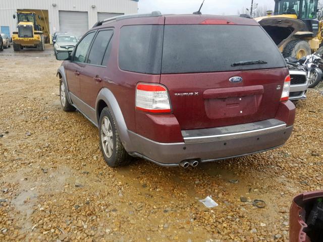 1FMDK05W88GA04174 - 2008 FORD TAURUS X S MAROON photo 3