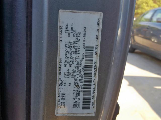 JT4VD11E8S0010059 - 1995 TOYOTA T100 DX GRAY photo 10