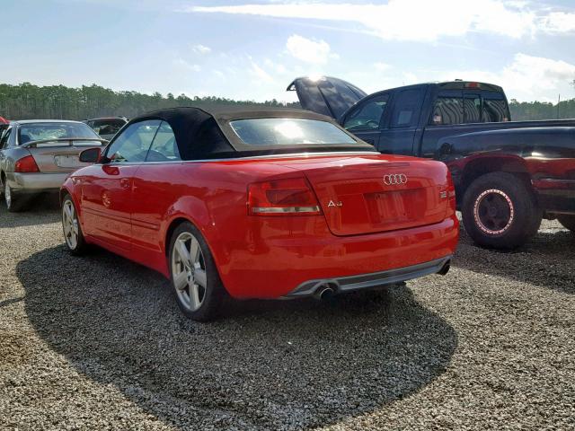 WAUEH48H38K002967 - 2008 AUDI A4 S-LINE RED photo 3