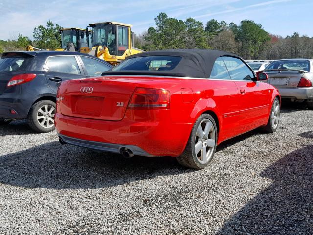 WAUEH48H38K002967 - 2008 AUDI A4 S-LINE RED photo 4