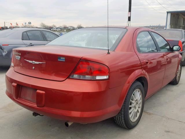 1C3EL46X04N236198 - 2004 CHRYSLER SEBRING LX RED photo 4