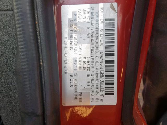 JM1FE173750158263 - 2005 MAZDA RX8 RED photo 10