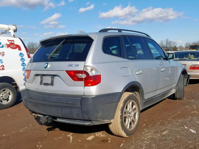 WBXPA73455WC48662 - 2005 BMW X3 2.5I SILVER photo 4