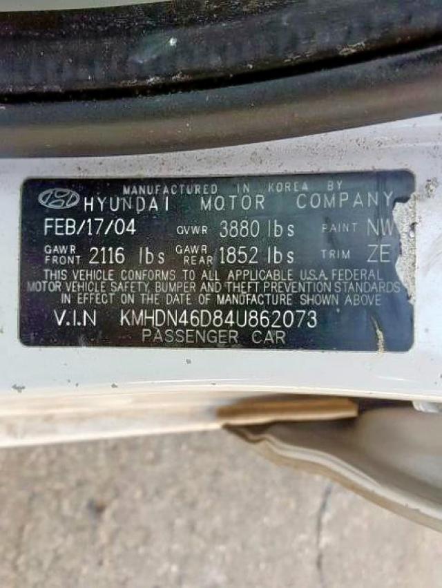 KMHDN46D84U862073 - 2004 HYUNDAI ELANTRA GLS  photo 10