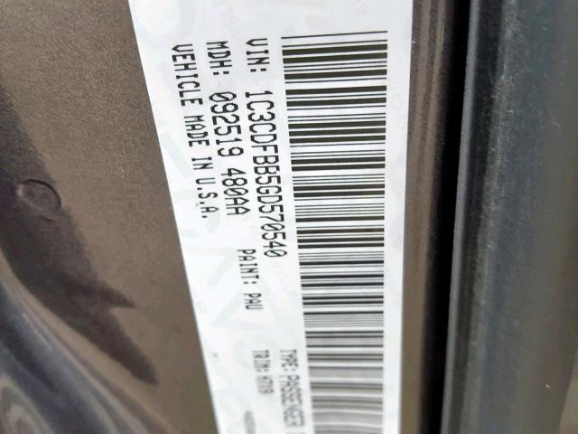 1C3CDFBB5GD570540 - 2016 DODGE DART SXT GRAY photo 10