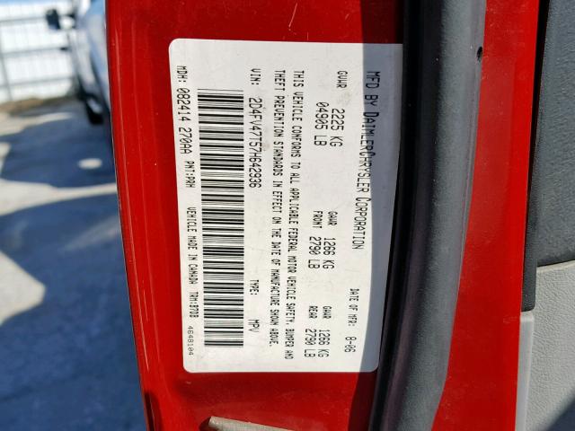 2D4FV47T57H642936 - 2007 DODGE MAGNUM SE RED photo 10