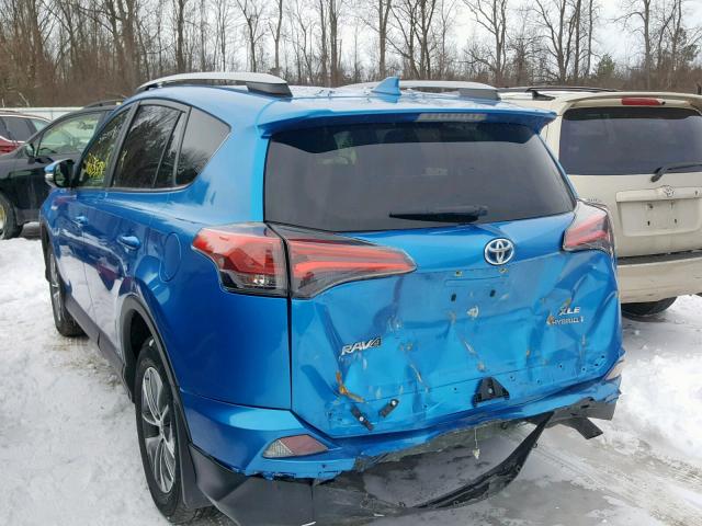 JTMRJREV3HD146135 - 2017 TOYOTA RAV4 HV LE BLUE photo 3