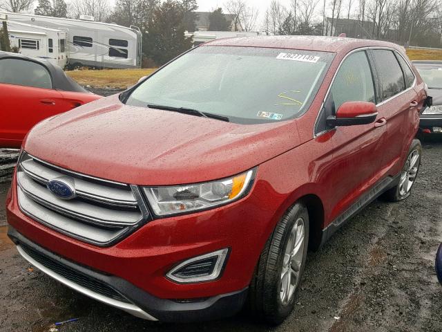 2FMTK4K97FBC01648 - 2015 FORD EDGE TITAN RED photo 2