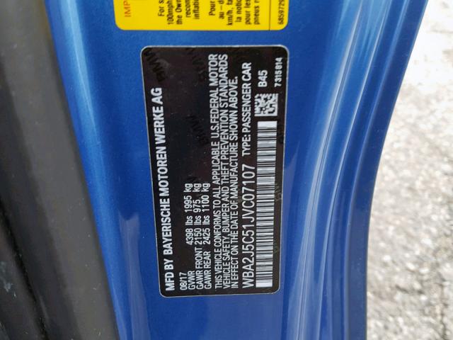 WBA2J5C51JVC07107 - 2018 BMW M240I BLUE photo 10